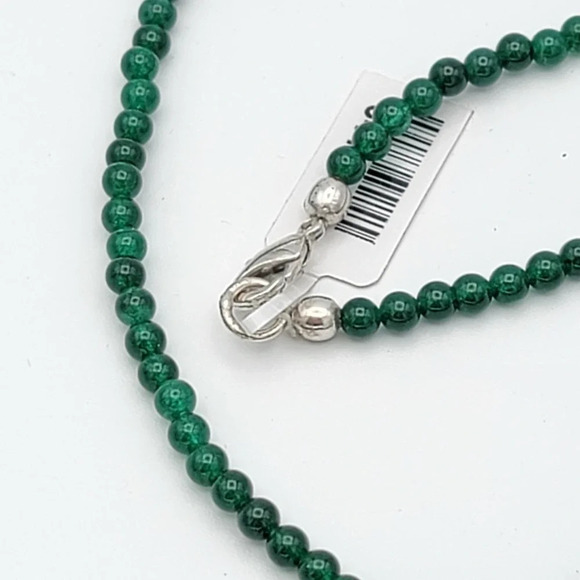 Malachite Beads 316 L Stainless Steel 1.75" Pendant 20" Green Quartzite Necklace - Picture 12 of 15